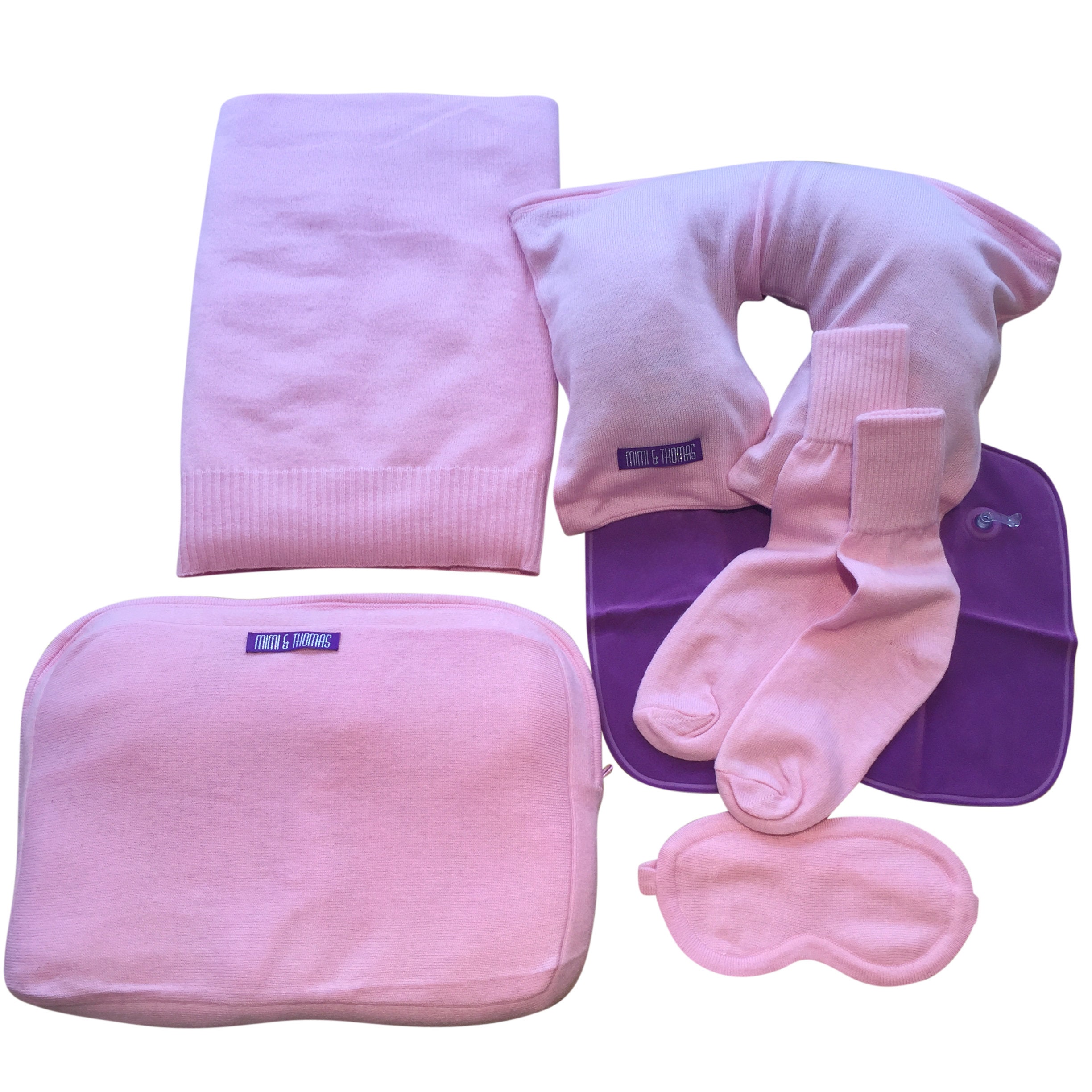 Pink 100 Cashmere Travel Set Blanket Travel Pillow Eye Etsy