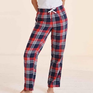 Pantalon de survêtement en flanelle de coton à carreaux tartan pour femme