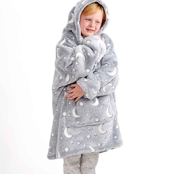 Personalised Sherpa Fleece Children Oversized Hoodie Blanket