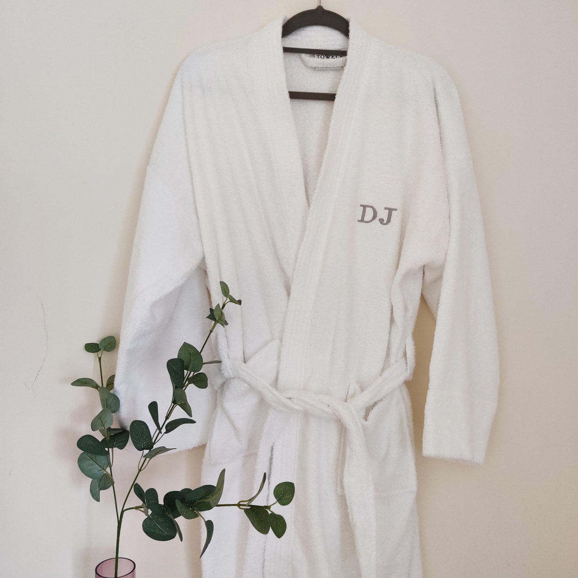 white company towelling robe