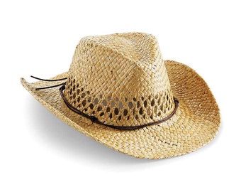 Cappello da cowboy in paglia per le vacanze con tesa cablata