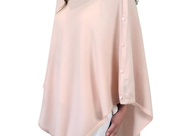 Personalised Pastel Pink 100% Cashmere Button Poncho Gift Boxed
