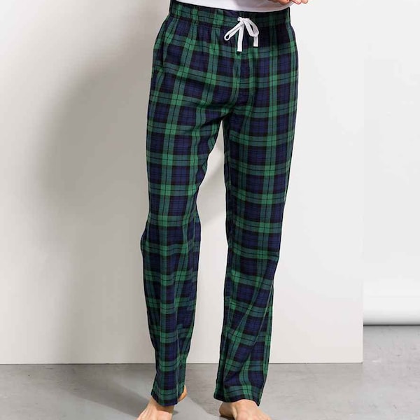 Men Cotton Flannel Tartan Check Pyjamas Bottom Lounge Pants