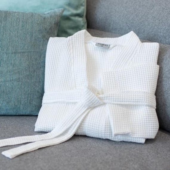 white waffle cotton dressing gown Simple Waffle Bathrobe