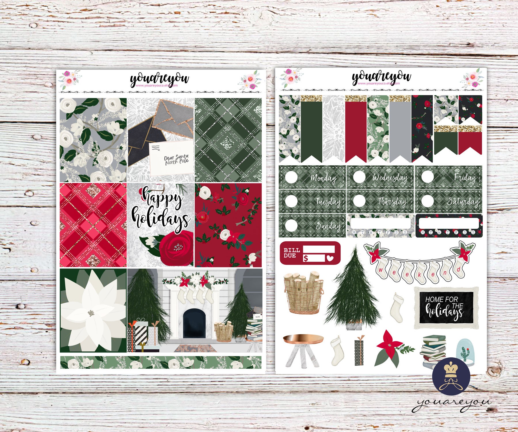 christmas planner stickers weekly kit happy holidays planner etsy