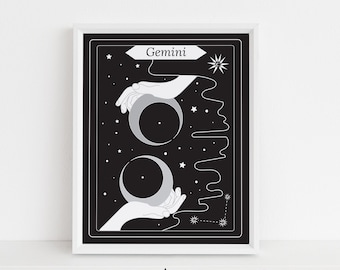 Gemini Art Print | Zodiac Astrology Print | Gemini Gift