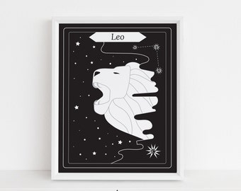Leo Art Print | Zodiac Astrology Print | Leo Gift