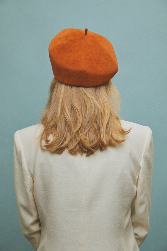 Orange beret hat Clearance