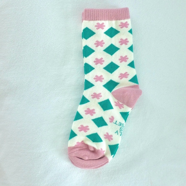 Best Seller! Summer Spring Cotton Retro Green Pink Star Sock - Fashion, White, Pink, Green Sock, Flower Gift for Her Cozy Trendy. Crew Socks