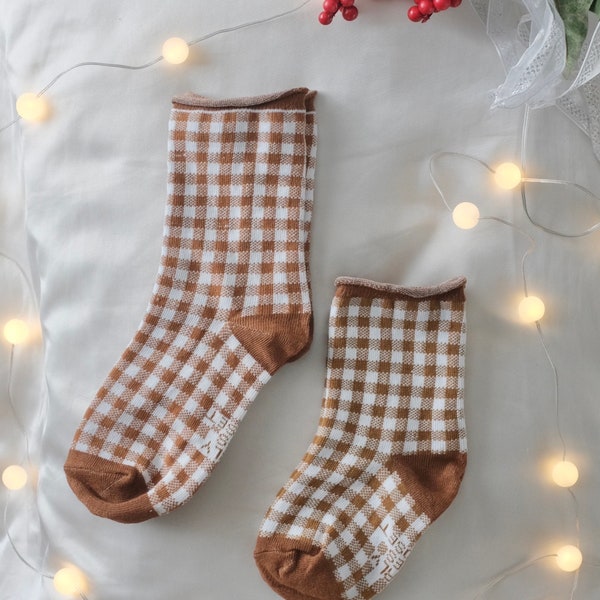 Bestseller! Winter, Herbst, Socken, Vintage, Gingham, Classic, Geschenke für Sie, Mode, Weihnachtsgeschenk, Mode, Babyparty, Kleinkind, Mama