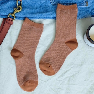 NEW! Fall Winter Waffle Knit Cotton Sock, Gift for Her, Trendy Aesthetic Socks Female Cute  Neutral Womens Basic Solid Sock
