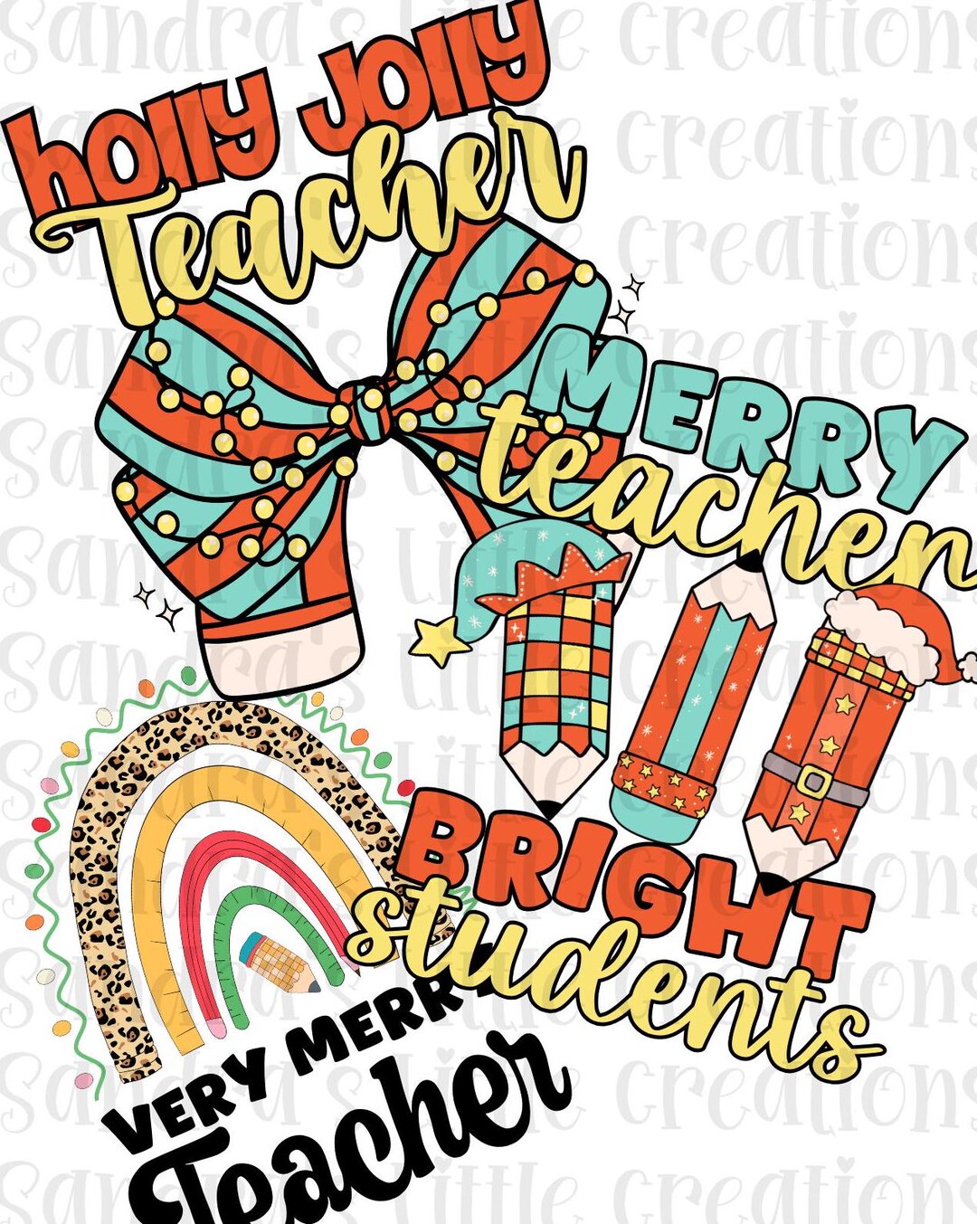 Christmas Teacher Bundle, PNG, Great for DTF, Sublimation, Printing ...
