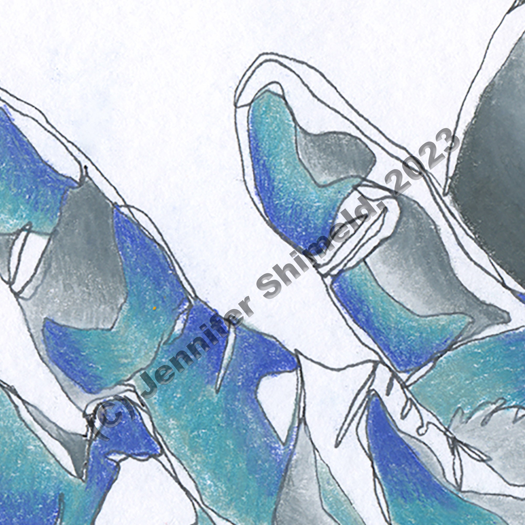 Whatever Hand Gesture Pen and Ink Blind Contour Colored Pencil Etsy