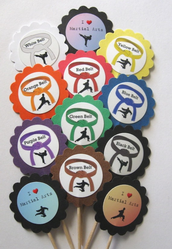 Items similar to Karate/Martial Arts Cupcake Toppers/party Picks Item