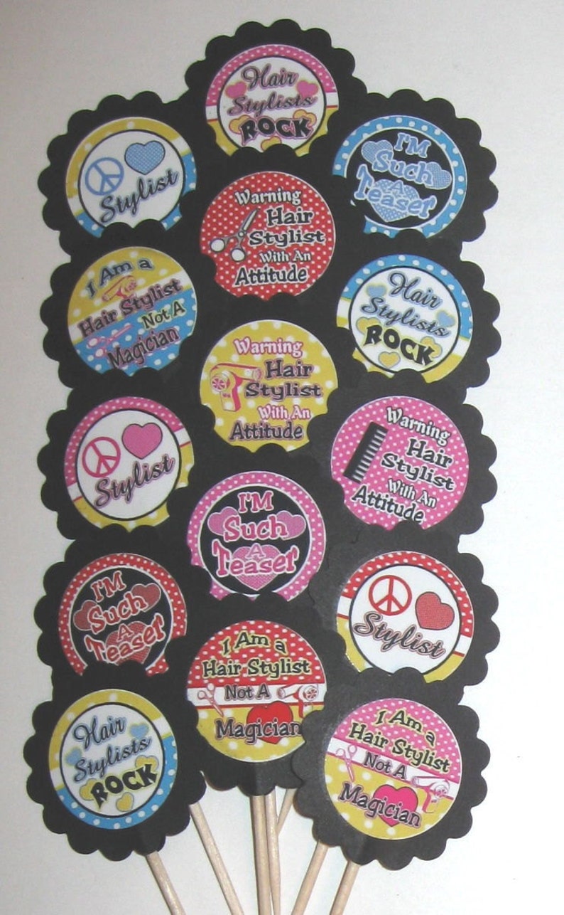 Hair Stylist Hairdresser Cupcake Toppers Party Picks 15pc Etsy