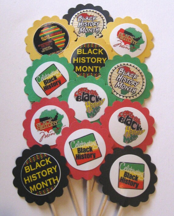 Black History Month Cupcake Toppers Party Picks Item 1708 Black History Month Cupcake Toppers Party Picks Item 1708