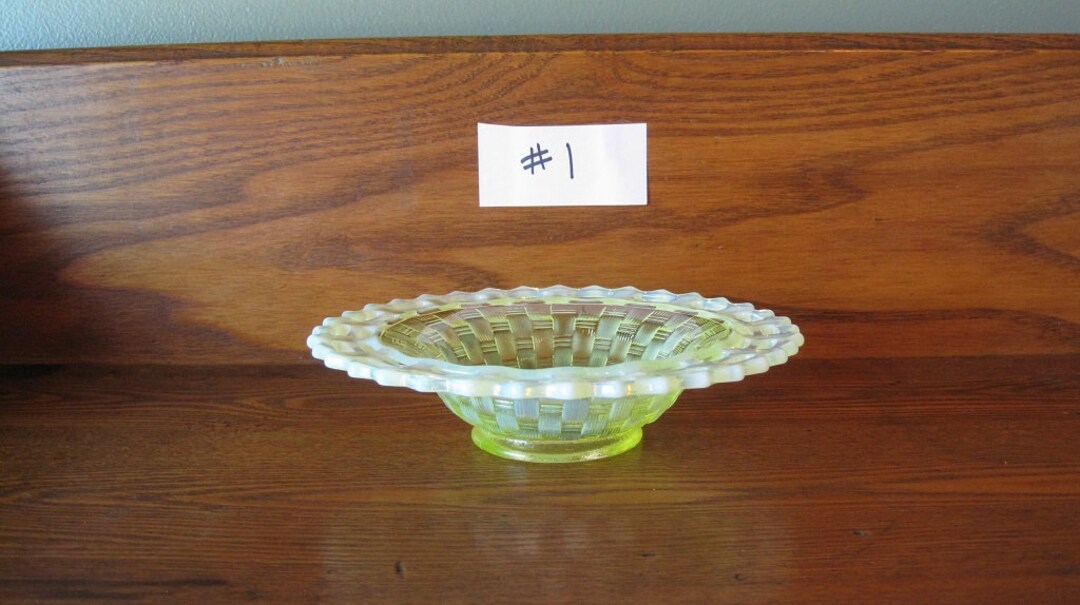 Vaseline Candy Dish 1 Yellow Vaseline Glass Candy Dish Etsy
