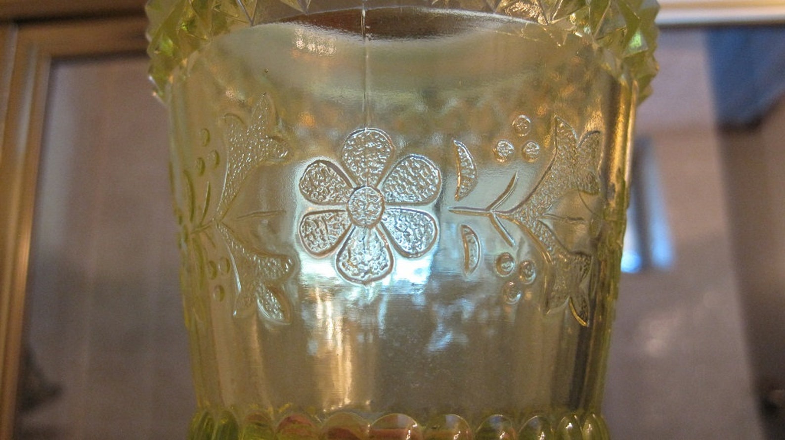 Vaseline Glass 2 Yellow Vaseline Goblets Antique Vaseline Etsy