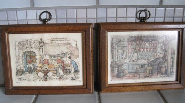 framed 1966 anton pieck prints set of 2 small framed prints etsy