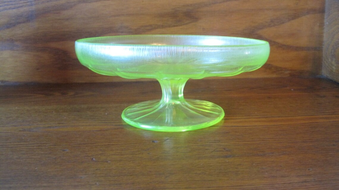 Vaseline Glass Candy Dish/Candle Holder 5 Yellow Vaseline Etsy