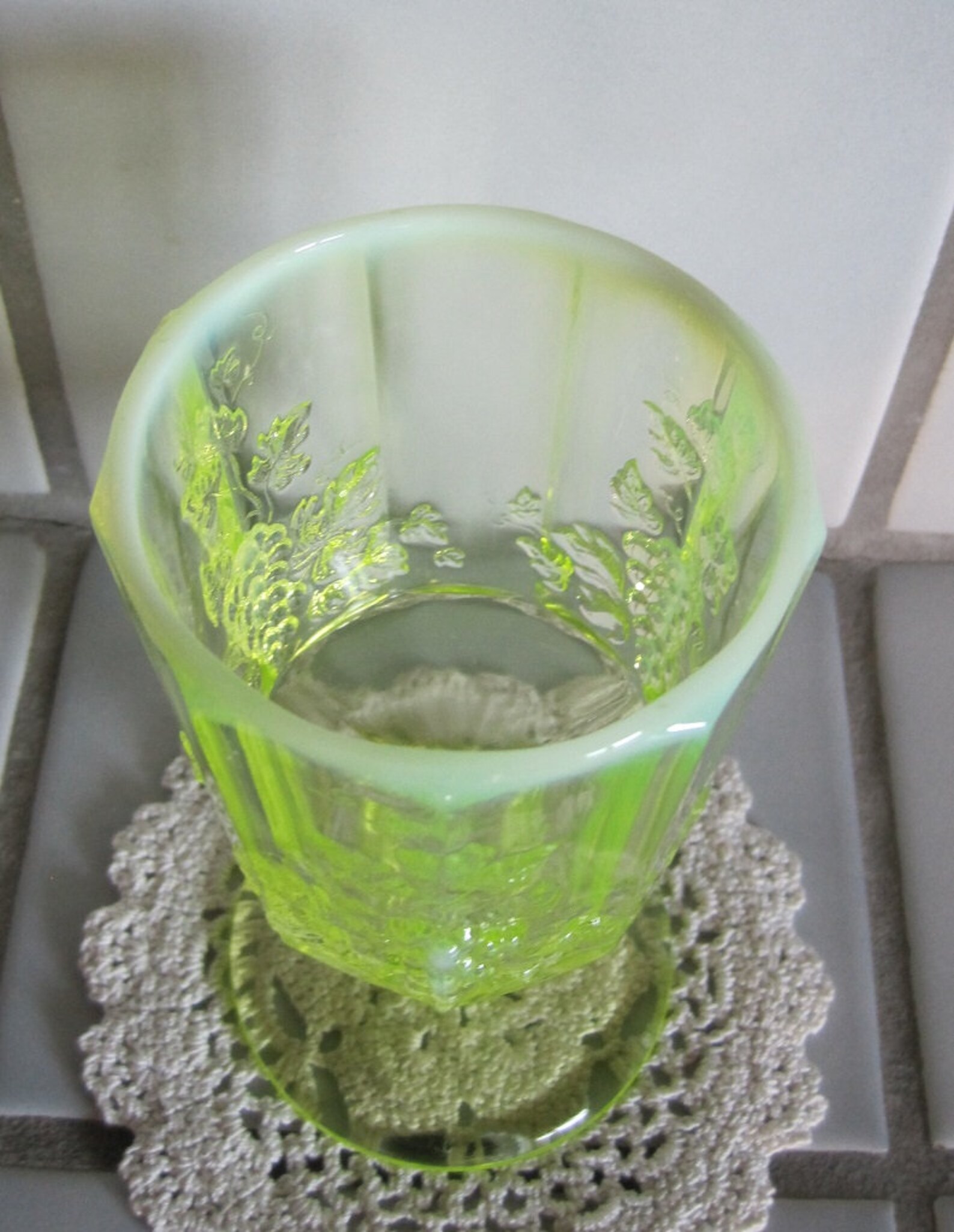 Vaseline Glass Goblet Yellow Vaseline Goblet 3 Etsy Nederland