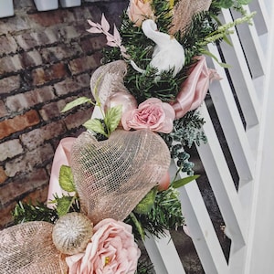 Beautifully thick, luxurious Christmas garland, rose gold and pink blush 2.7 meters long.