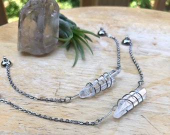 Clear Quartz Point Bracelet: Wire Wrapped Healing Crystal Jewelry