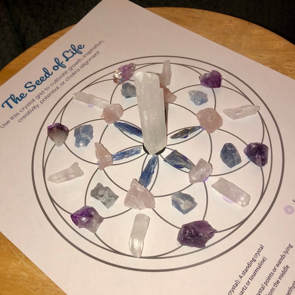 Crystal Grid Template Download - Seed of Life - PDF Digital File ONLY - Great for Beginners