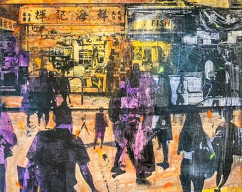 HONG KONG Convergence IX - Mixed Media Art by Sven Pfrommer