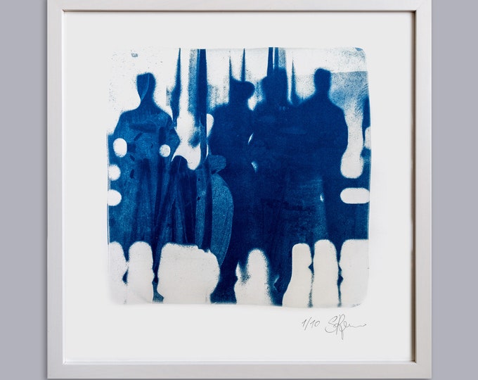 HUMAN BLUE XVI handmade Cyanotype Print on finest Paper