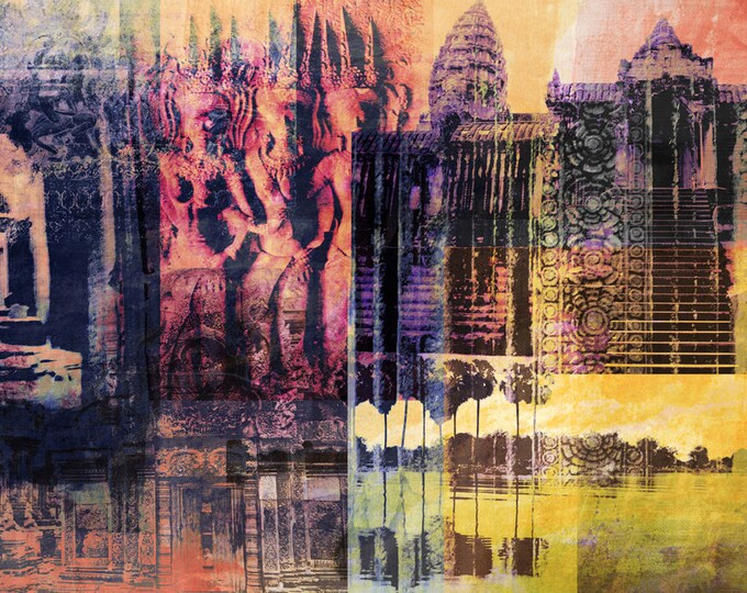 Cambodia Mixed Media V by Sven Pfrommer - Artwork is ready to hang with a solid wooden frame