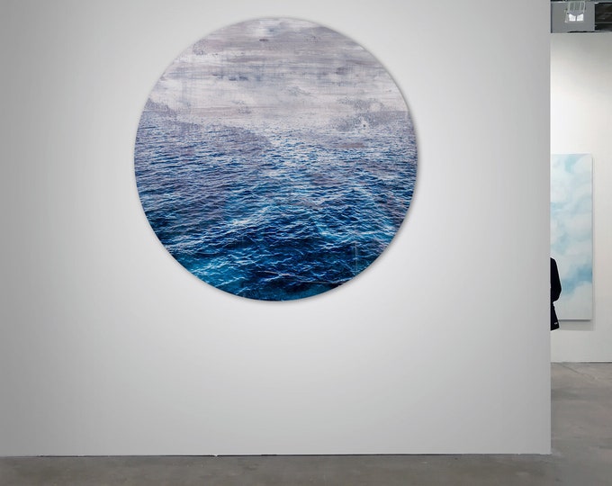 LA MER – Circular II (Ø 100 cm) by Sven Pfrommer - Round artwork is ready to hang