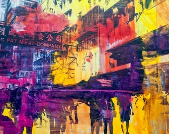 HONG KONG Convergence III - Mixed Media Art by Sven Pfrommer