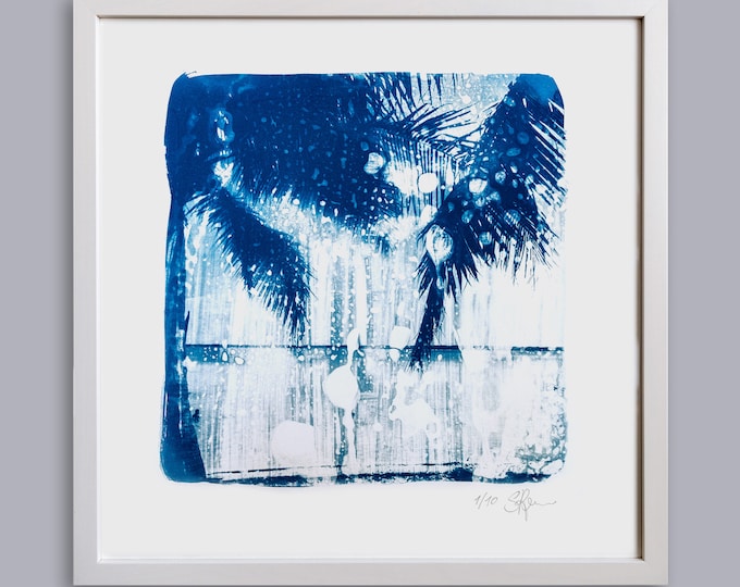 LA MER Ocean Blue VII handmade Cyanotype Print on finest Paper Seascape in Blue Tones