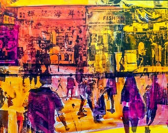 HONG KONG Convergence IX - Mixed Media Art by Sven Pfrommer