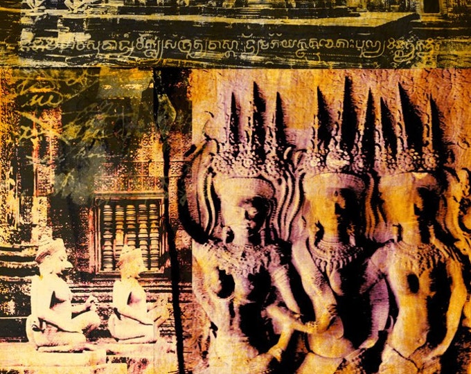 Cambodia Mixed Media IX by Sven Pfrommer - Artwork is ready to hang with a solid wooden frame