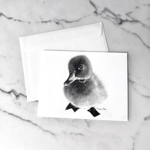 Notecard ilustrado do patinho, em branco, notecards originais do desenho do patinho, cartões em branco, cartões animais