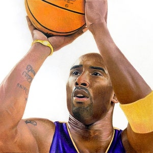 Kobe Bryant Drawing, Art Print, Kobe Colored Pencil Drawing, Giclée Print, NBA Art, LA Lakers, Wall Art Print, Gym, Wall Decor, Home Decor
