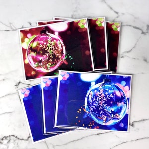 Conjunto de cartões de Natal ilustrado, em branco, 6 cartões de desenho de ornamento, conjunto de cartões de férias em branco, conjunto de cartões de felicitações, cartões de férias sazonais