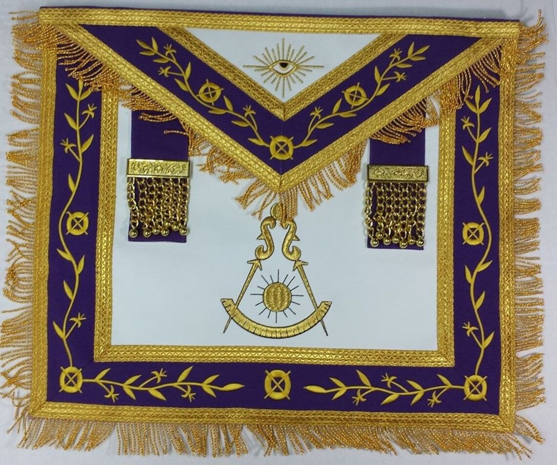 Masonic Apron Past Master Apron Purple Gold With Fringe Etsy