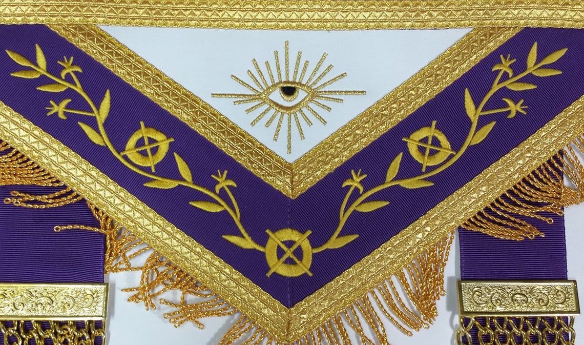 Masonic Apron Past Master Apron Purple Gold With Fringe - Etsy