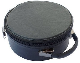 Black Leather Petite Round Hat Box