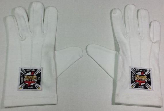 KT Black 100% Cotton Embroidered gloves masonic regalia-Masonic Knight Templar