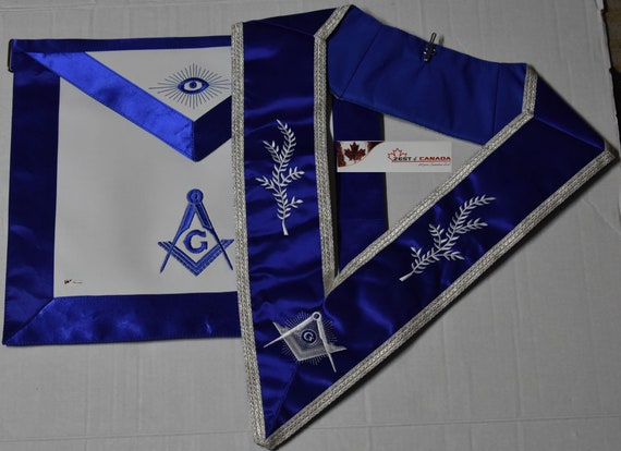 Masonic Blue Lodge Master Mason COLLAR Plus APRON and BAG CASE Package 