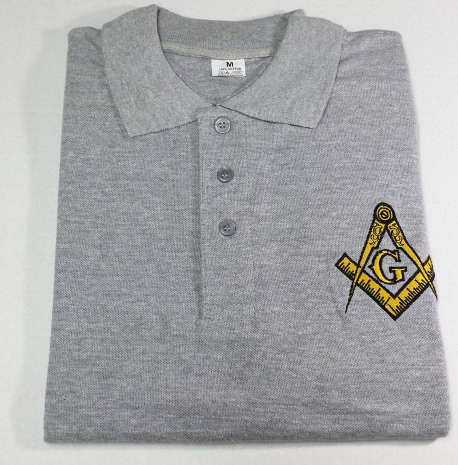 Grey Masonic Polo Shirt With Embroidered G Logo & Square Etsy