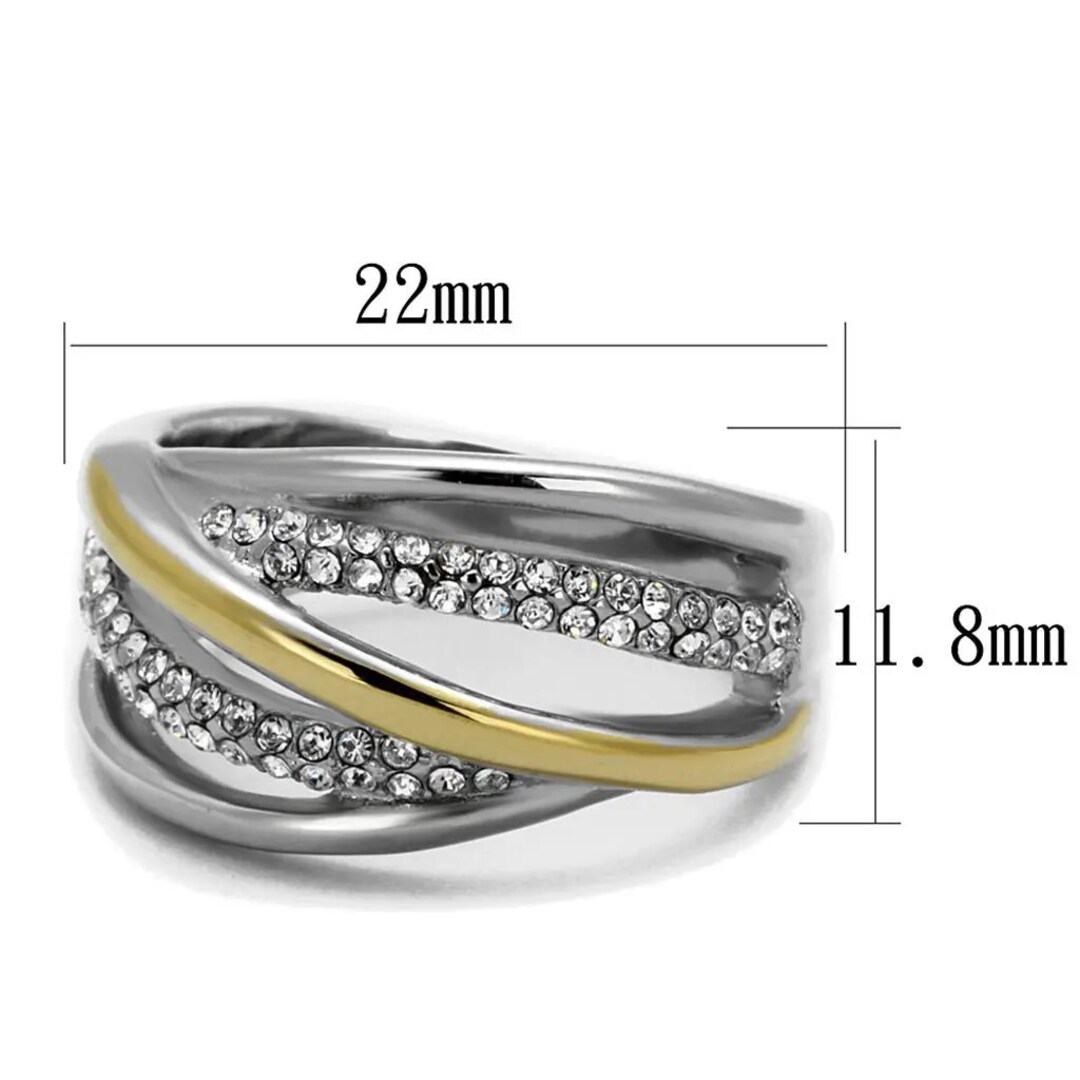 TK2263 Two-tone IP Gold ion Plating Stainless Steel Ring With Top Grade ...