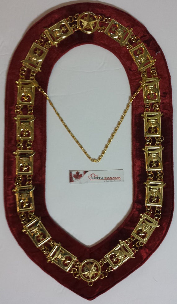 Masonic Collar Shriners Dress Gold Metal Chain Red Velvet DMR-600GR 