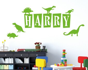 WD101011 | Personalised Name Wall Art Sticker - Dinosaurs, Dinos, T-Rex, Apatosaurus, Jurassic World, Park