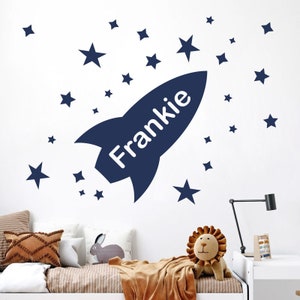 WD101001 | Rocket with Stars - Boys Bedroom Custom Name Wall Sticker