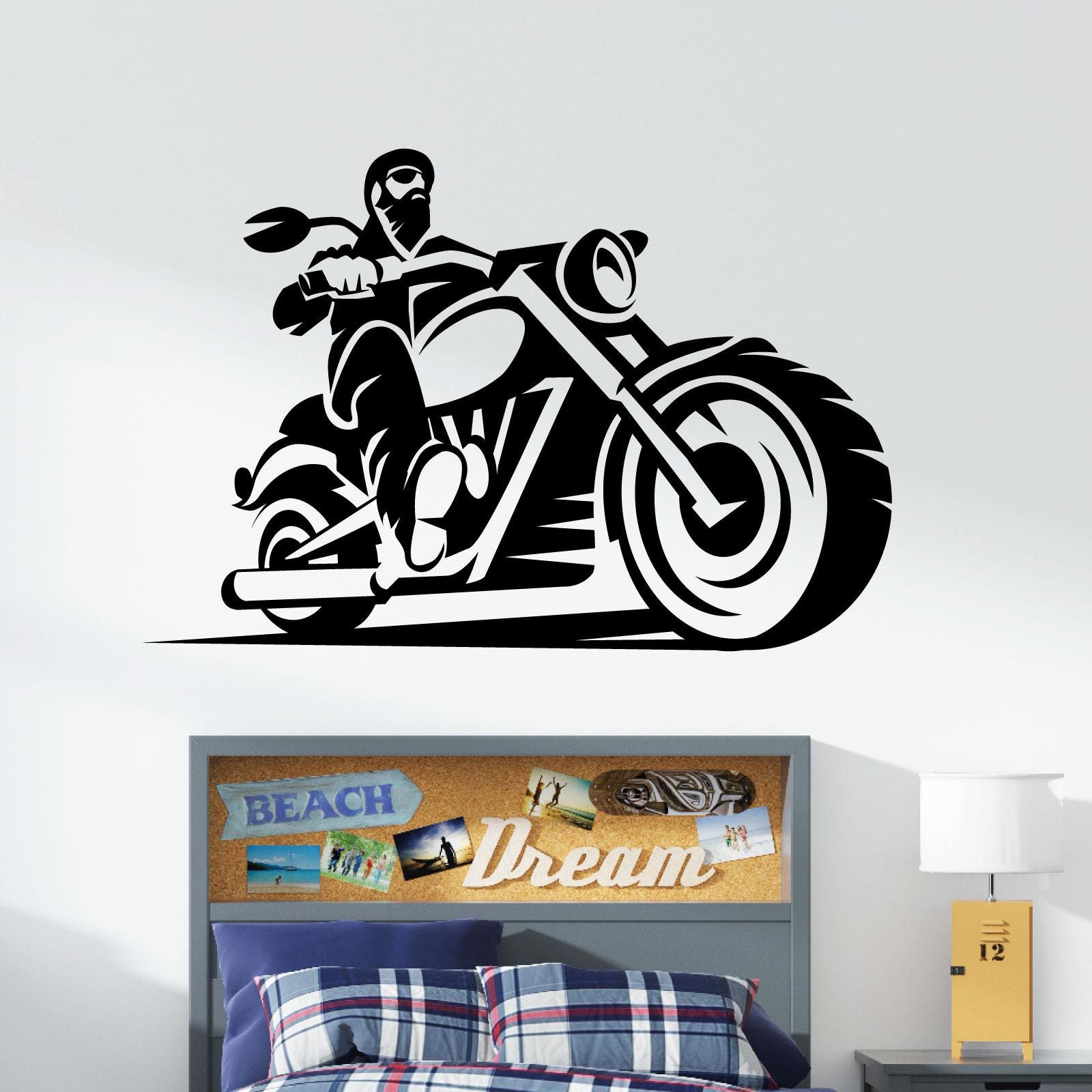 WD101312 | Biker, Bike, Rider, Motorcycle Harley Chopper - Wall Art Sticker